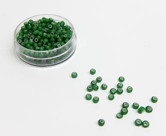 Glasperlen 2,6/3mmD grün innen weiss